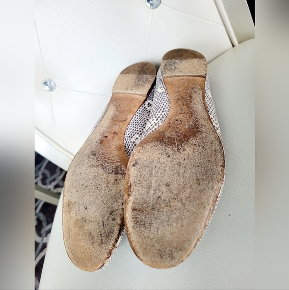 Chloe 100%Auth WomenScalloped Snakeskin Ballet Flats Genuine Leather Gray US 8.5 - Picture 15 of 16